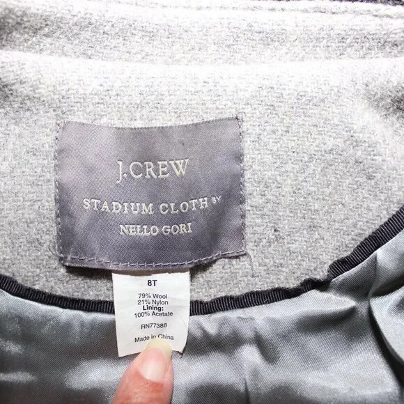 J. Crew Womens Stadium Cloth by Nello Gori Wool Blend Pea Coat Gray Size 8 Tall - Picture 6 of 13